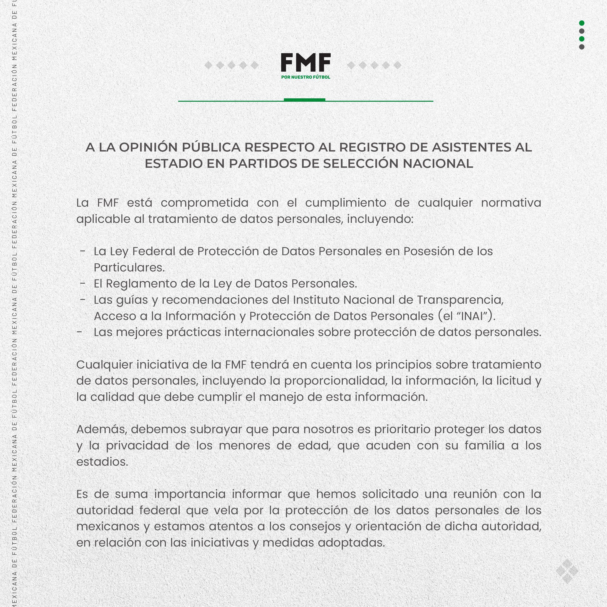 Dichiarazione della squadra nazionale FMF