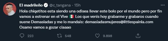 C. Tangana asked for some videos of his presentation at the Sol Forum Photo: Twitter/ @c_tangana