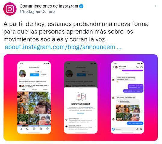 Déclaration officielle d'Instagram. (photo : Communications Twitter/Instagram)