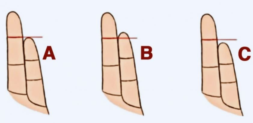 Sehtest des kleinen Fingers.
