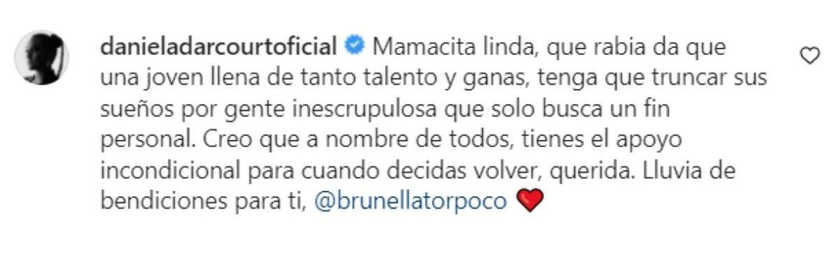 Daniela Darcourt è a favore della Brunella. (Foto: Instagram)