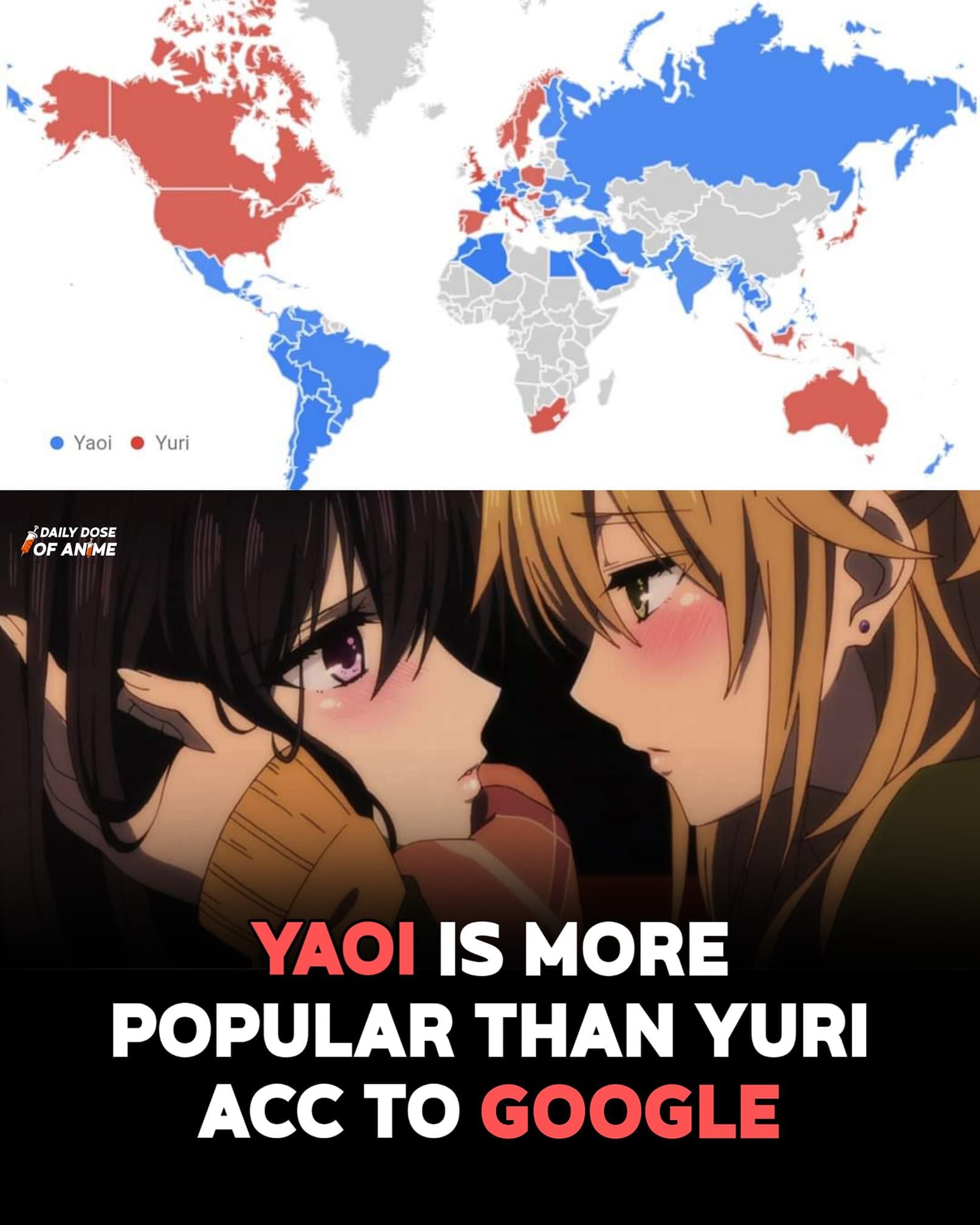 Una mappa che mostra quali paesi Yaoi o Yuri erano più popolari nel 2021 sta diventando virale sui social media.