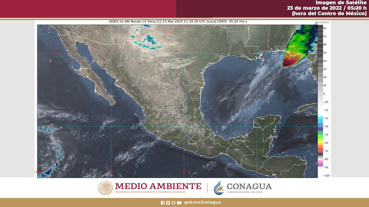 Tempo in Messico per il 23 marzo 2022. Foto: Conagua Clima