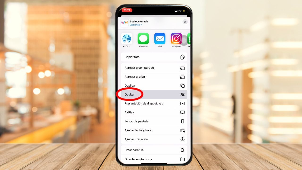 Opção para ocultar em um iPhone. (foto: Ascenso.org)