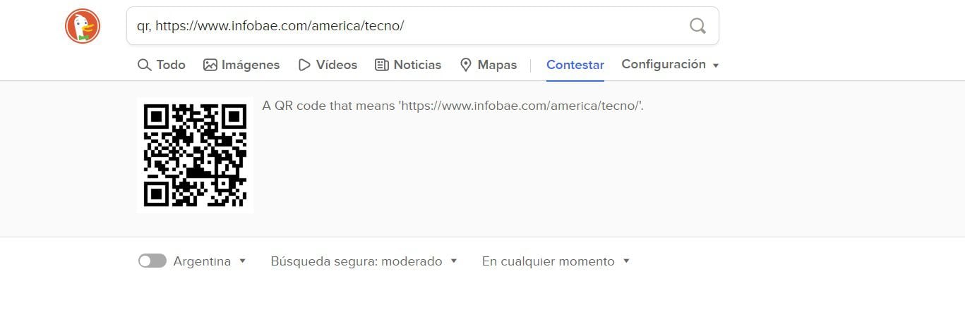 DuckDuckGo を使用すると、ワンクリックで QR コードを生成できます