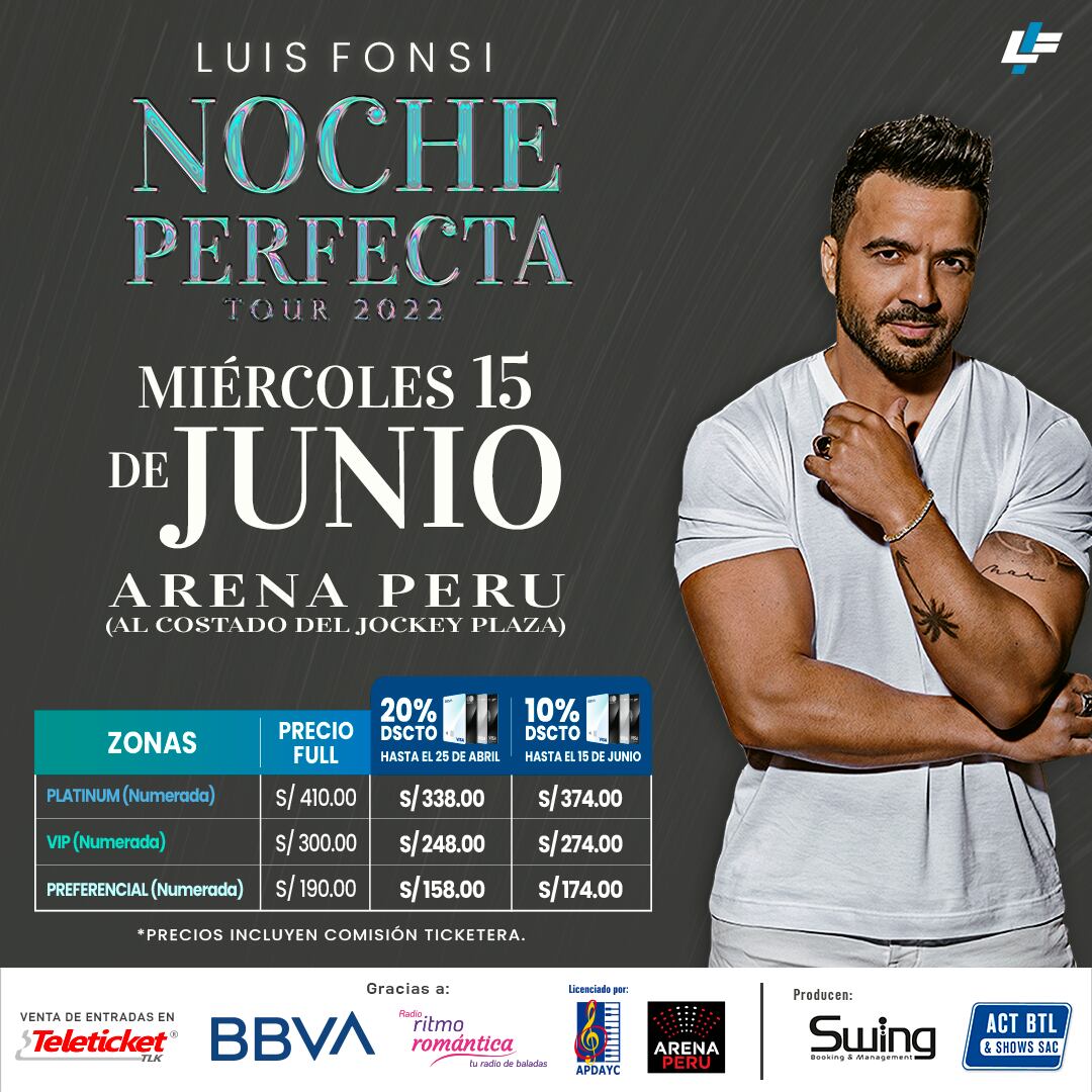 Preis der Eintrittskarten für das Luis Fonsi Konzert. (Foto: Verbreitung)