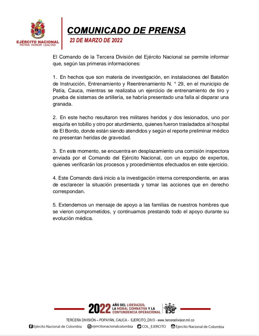 Militär verwundet Granada Cauca