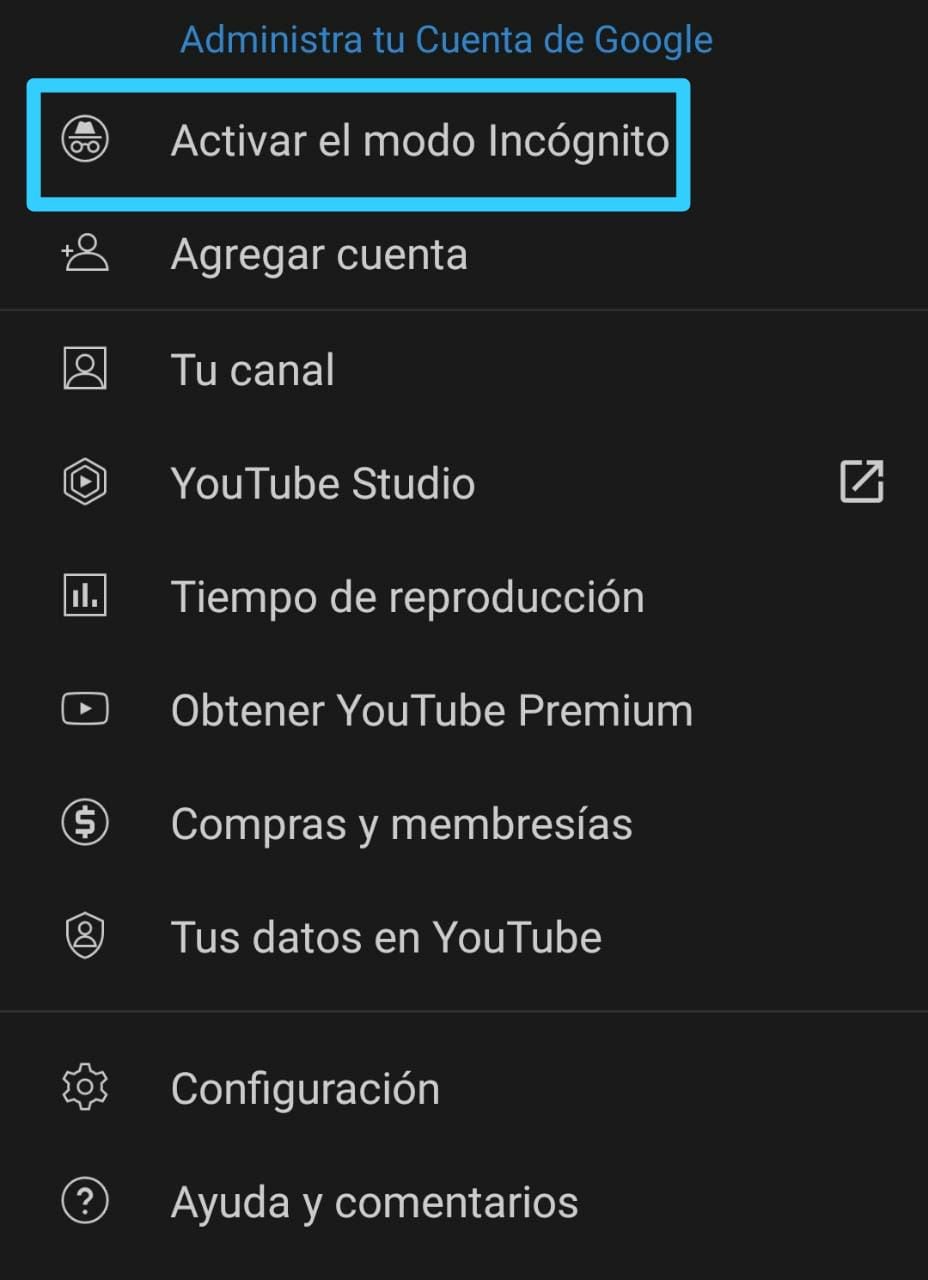 Режим инкогнито YouTube