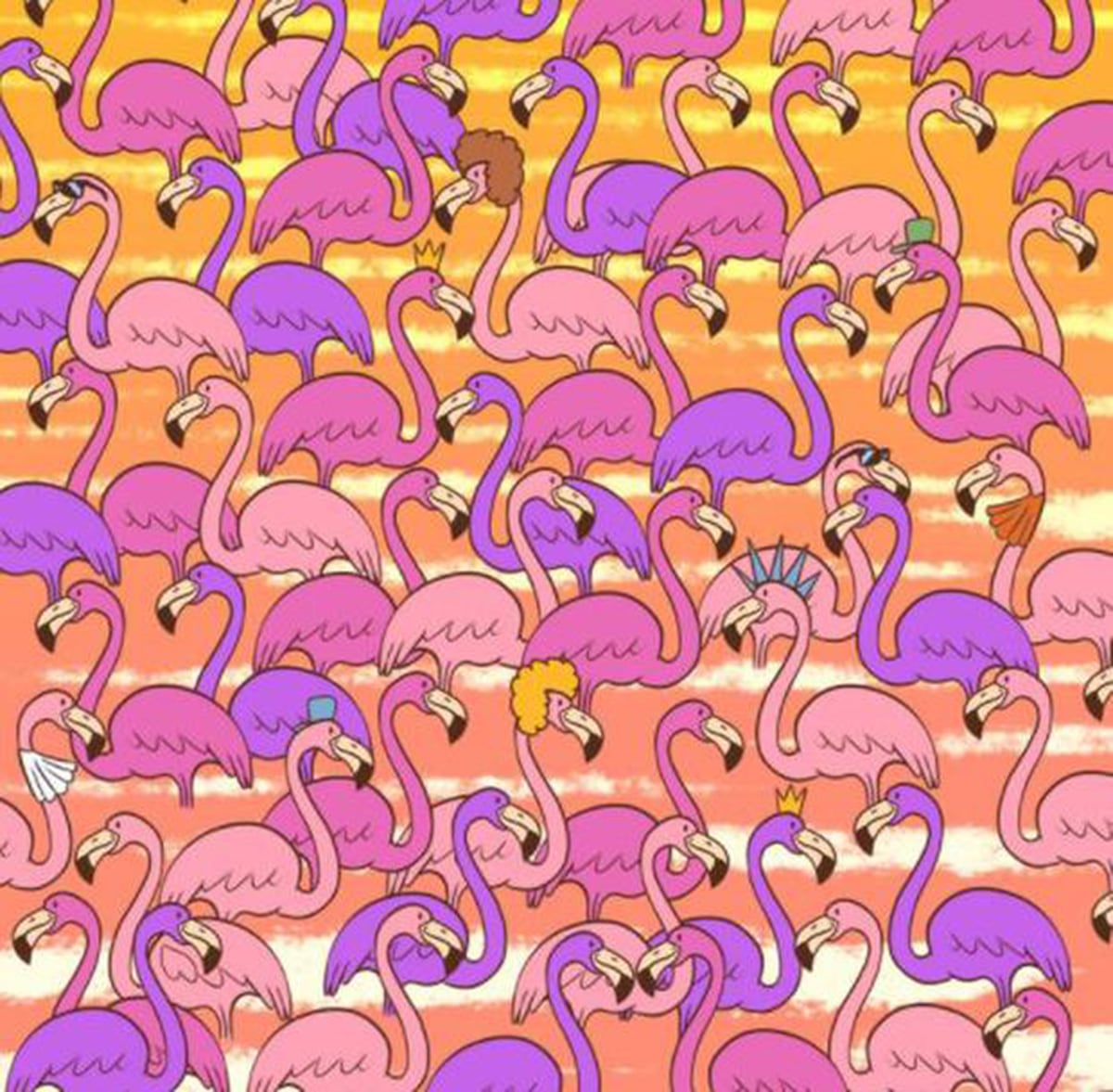 Coeur de flamants roses d'essai visuel