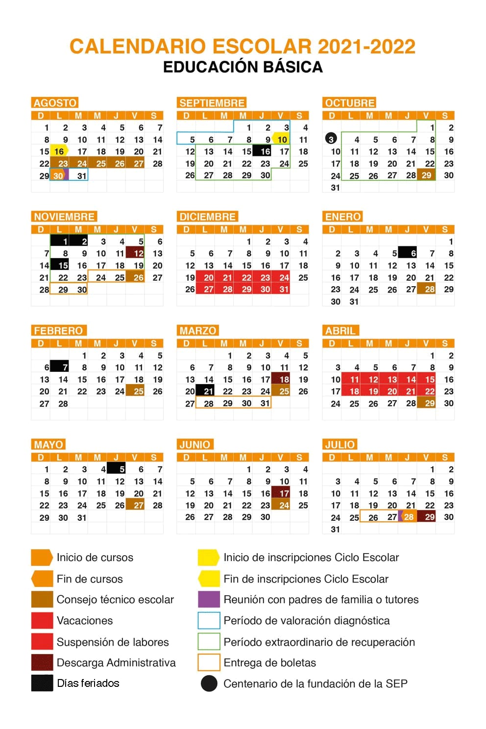 CALENDRIER SEP OK 2021-2022. Infobae