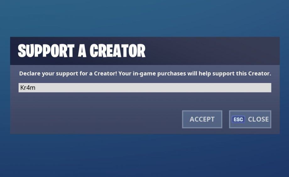 Support a creator in Fortnite. (photo: Kr4m)