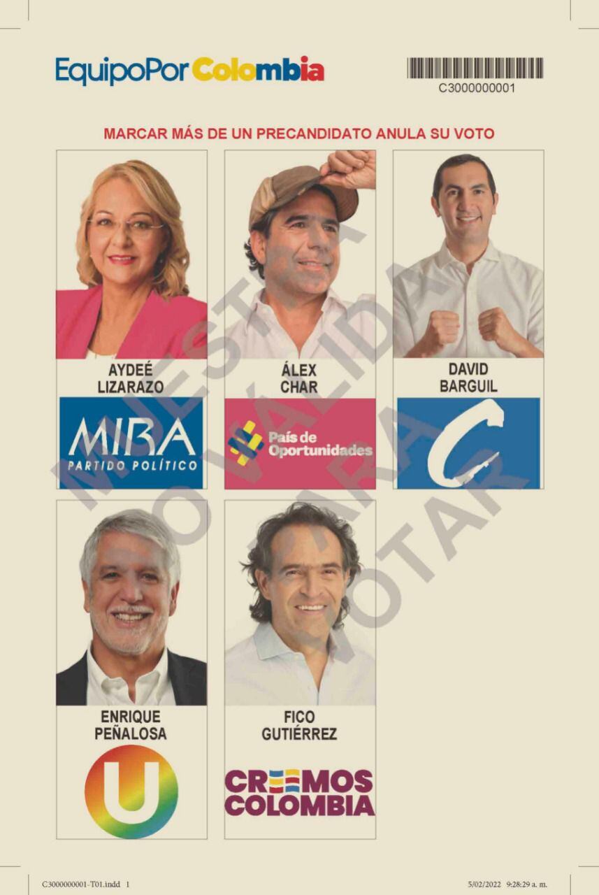 Cartão de equipe para a Colômbia