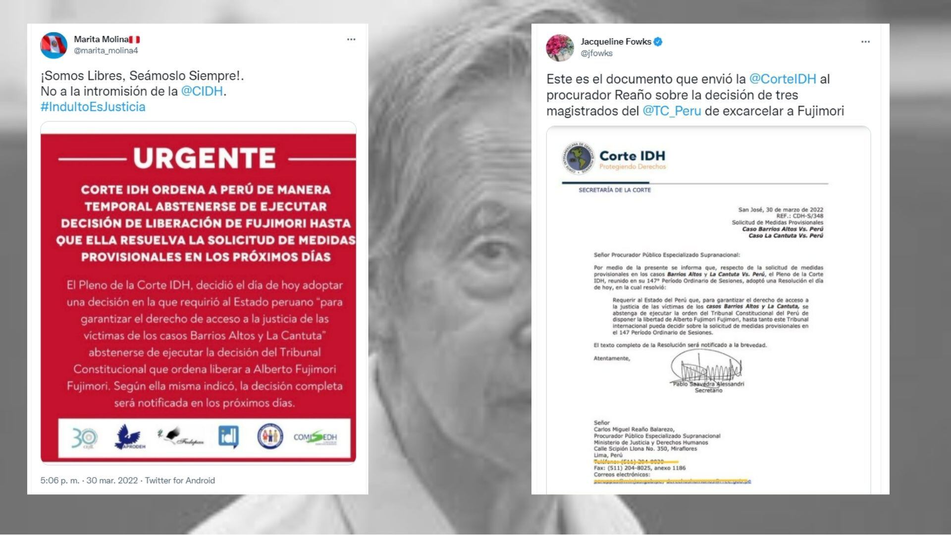 Alberto Fujimori's release is arrested by the IACHR.