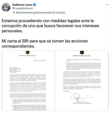 Guillermo Lasso bittet um Untersuchung des ehemaligen Präsidentschaftskandidaten wegen Steuerhinterziehung